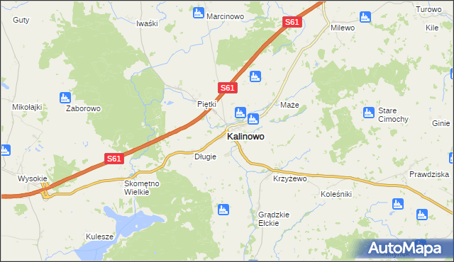 mapa Kalinowo powiat ełcki, Kalinowo powiat ełcki na mapie Targeo
