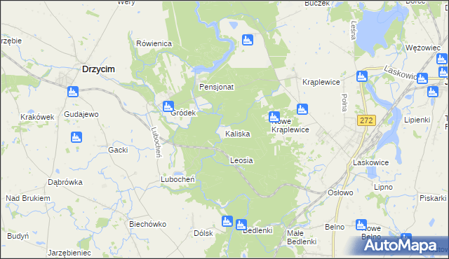 mapa Kaliska gmina Drzycim, Kaliska gmina Drzycim na mapie Targeo