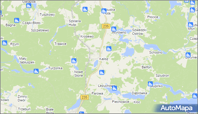 mapa Kalisz gmina Dziemiany, Kalisz gmina Dziemiany na mapie Targeo