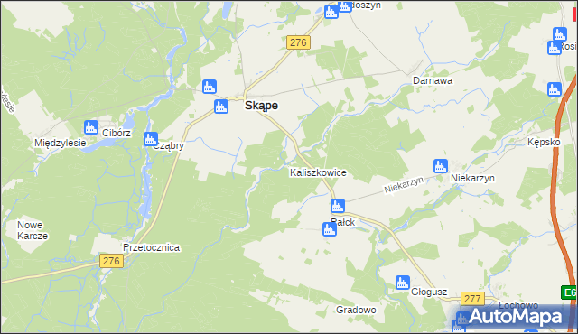 mapa Kaliszkowice gmina Skąpe, Kaliszkowice gmina Skąpe na mapie Targeo