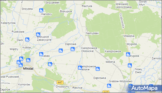 mapa Kaliszkowice Ołobockie, Kaliszkowice Ołobockie na mapie Targeo