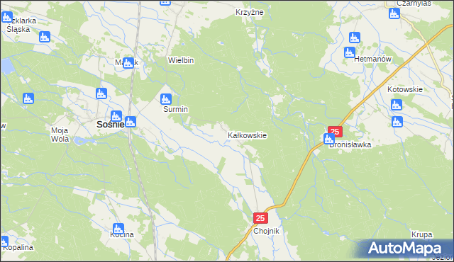 mapa Kałkowskie, Kałkowskie na mapie Targeo