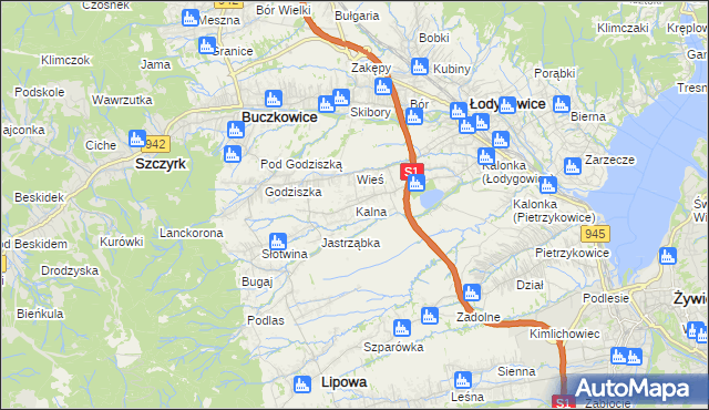 mapa Kalna, Kalna na mapie Targeo