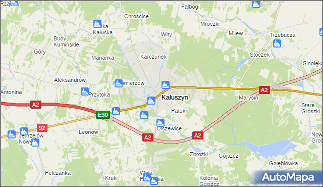 mapa Kałuszyn powiat miński, Kałuszyn powiat miński na mapie Targeo