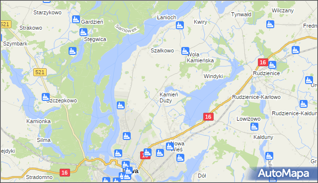 mapa Kamień Duży gmina Iława, Kamień Duży gmina Iława na mapie Targeo
