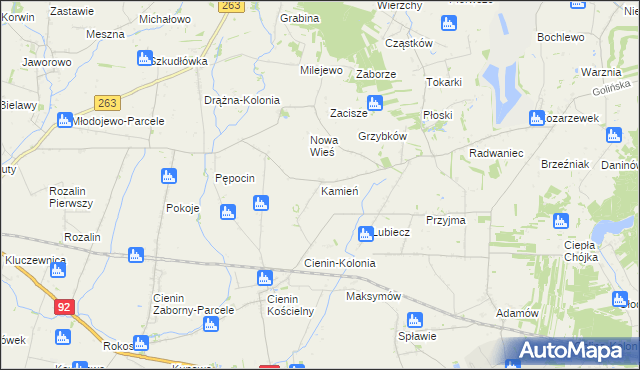 mapa Kamień gmina Słupca, Kamień gmina Słupca na mapie Targeo