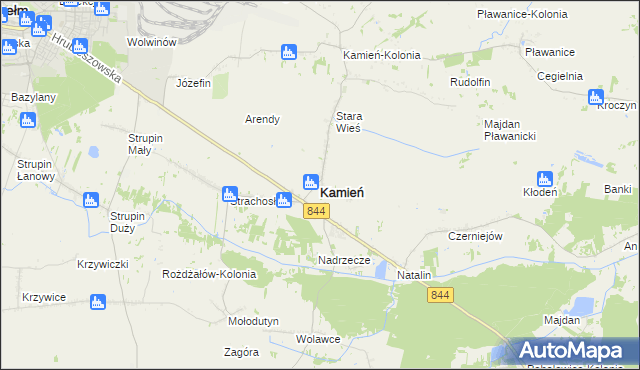 mapa Kamień powiat chełmski, Kamień powiat chełmski na mapie Targeo