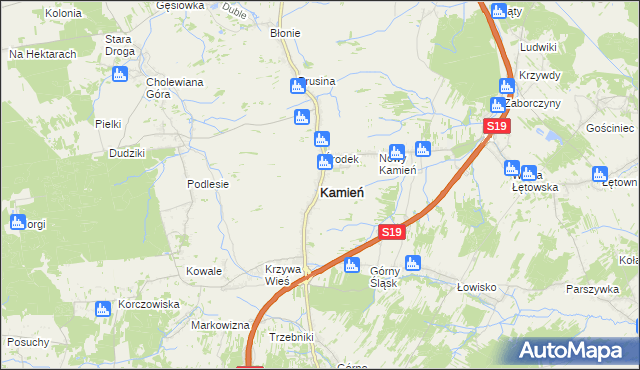 mapa Kamień powiat rzeszowski, Kamień powiat rzeszowski na mapie Targeo