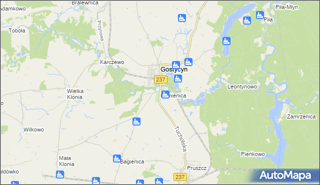 mapa Kamienica gmina Gostycyn, Kamienica gmina Gostycyn na mapie Targeo