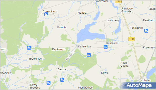 mapa Kamienica gmina Wągrowiec, Kamienica gmina Wągrowiec na mapie Targeo