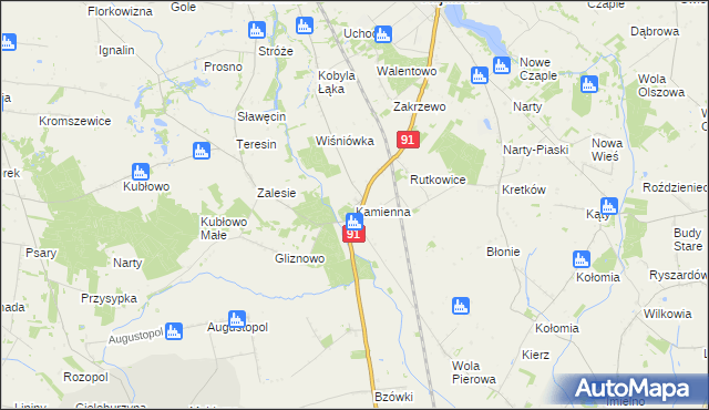 mapa Kamienna gmina Lubień Kujawski, Kamienna gmina Lubień Kujawski na mapie Targeo