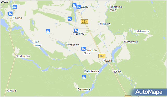 mapa Kamienna Góra gmina Czaplinek, Kamienna Góra gmina Czaplinek na mapie Targeo