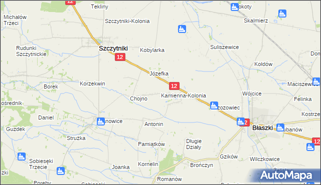 mapa Kamienna-Kolonia, Kamienna-Kolonia na mapie Targeo