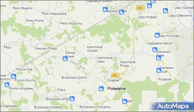 mapa Kamińskie Jaski, Kamińskie Jaski na mapie Targeo