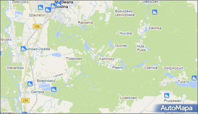 mapa Kamińsko gmina Murowana Goślina, Kamińsko gmina Murowana Goślina na mapie Targeo