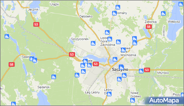mapa Kamionek gmina Szczytno, Kamionek gmina Szczytno na mapie Targeo