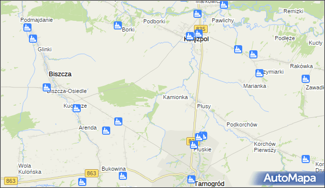 mapa Kamionka gmina Księżpol, Kamionka gmina Księżpol na mapie Targeo