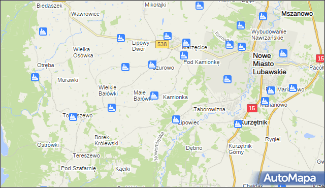 mapa Kamionka gmina Kurzętnik, Kamionka gmina Kurzętnik na mapie Targeo