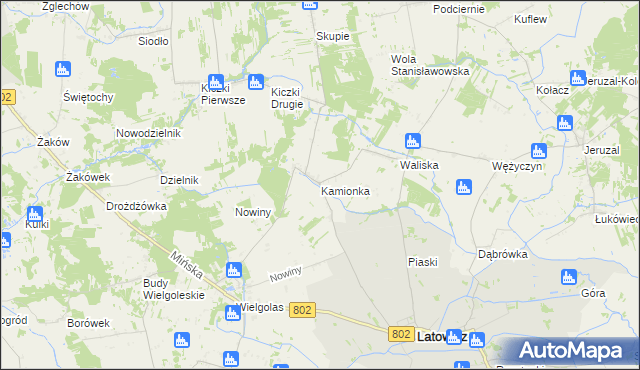 mapa Kamionka gmina Latowicz, Kamionka gmina Latowicz na mapie Targeo