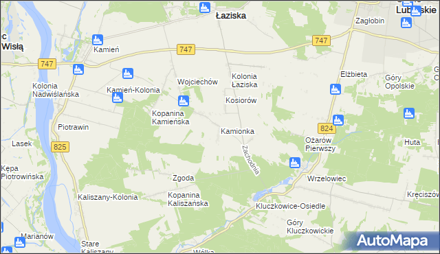 mapa Kamionka gmina Opole Lubelskie, Kamionka gmina Opole Lubelskie na mapie Targeo