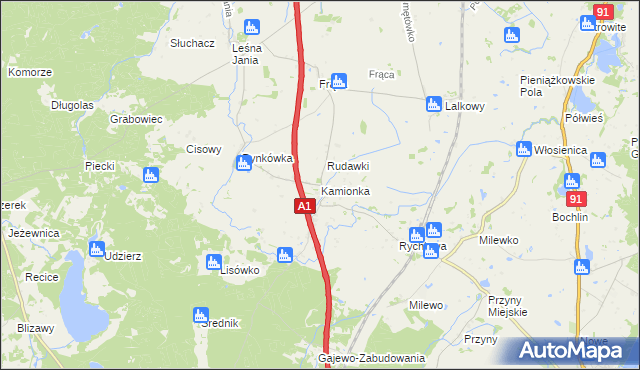 mapa Kamionka gmina Smętowo Graniczne, Kamionka gmina Smętowo Graniczne na mapie Targeo