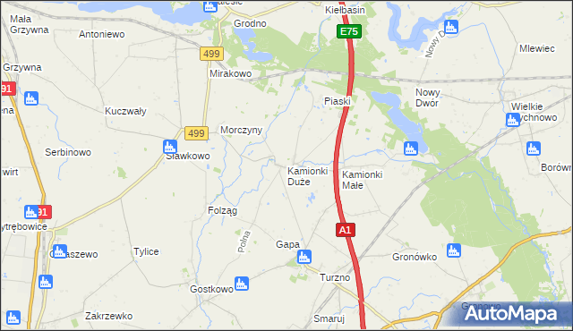 mapa Kamionki Duże, Kamionki Duże na mapie Targeo