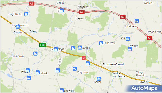 mapa Karcze gmina Zbuczyn, Karcze gmina Zbuczyn na mapie Targeo