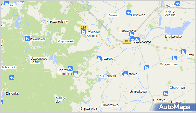 mapa Karczewo gmina Kiszkowo, Karczewo gmina Kiszkowo na mapie Targeo