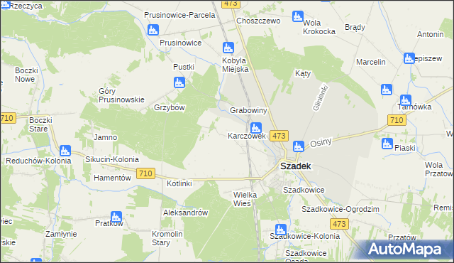 mapa Karczówek gmina Szadek, Karczówek gmina Szadek na mapie Targeo