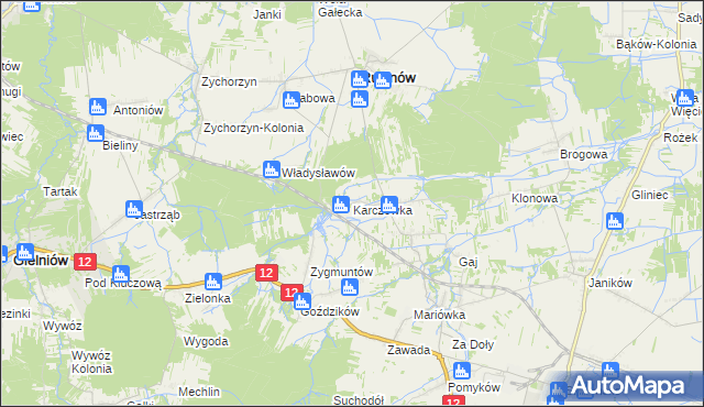 mapa Karczówka gmina Rusinów, Karczówka gmina Rusinów na mapie Targeo