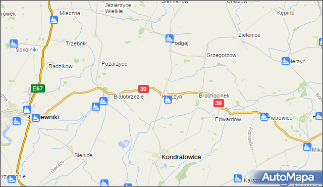 mapa Karczyn gmina Kondratowice, Karczyn gmina Kondratowice na mapie Targeo