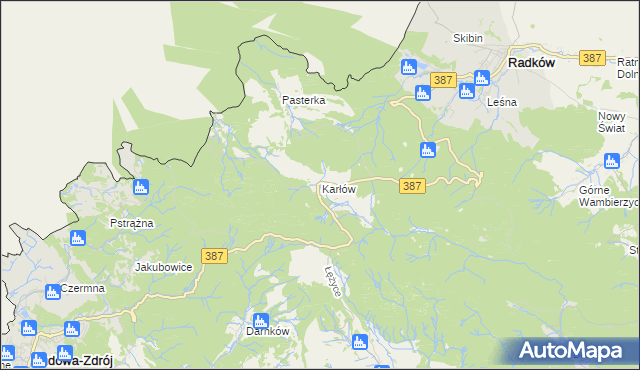 mapa Karłów gmina Radków, Karłów gmina Radków na mapie Targeo