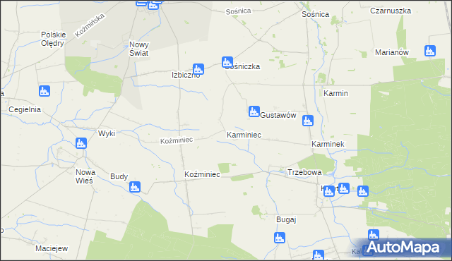 mapa Karminiec, Karminiec na mapie Targeo