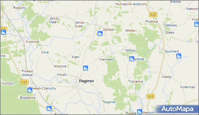 mapa Karniewo gmina Regimin, Karniewo gmina Regimin na mapie Targeo