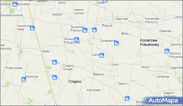 mapa Karnków gmina Chąśno, Karnków gmina Chąśno na mapie Targeo