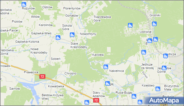 mapa Karolew gmina Aleksandrów Łódzki, Karolew gmina Aleksandrów Łódzki na mapie Targeo