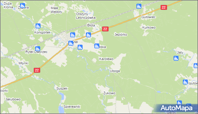 mapa Karolewo gmina Czersk, Karolewo gmina Czersk na mapie Targeo