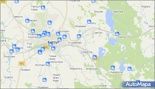 mapa Karolewo gmina Kętrzyn, Karolewo gmina Kętrzyn na mapie Targeo