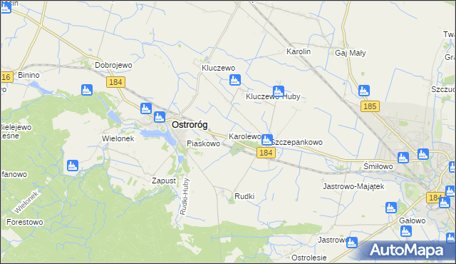 mapa Karolewo gmina Ostroróg, Karolewo gmina Ostroróg na mapie Targeo
