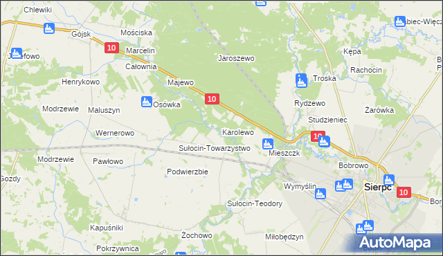 mapa Karolewo gmina Sierpc, Karolewo gmina Sierpc na mapie Targeo