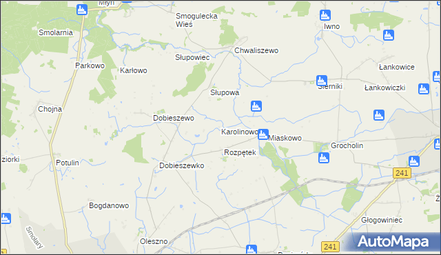 mapa Karolinowo gmina Kcynia, Karolinowo gmina Kcynia na mapie Targeo