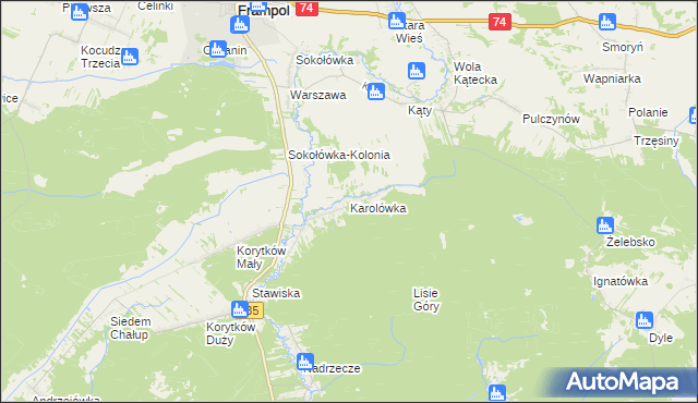 mapa Karolówka gmina Frampol, Karolówka gmina Frampol na mapie Targeo