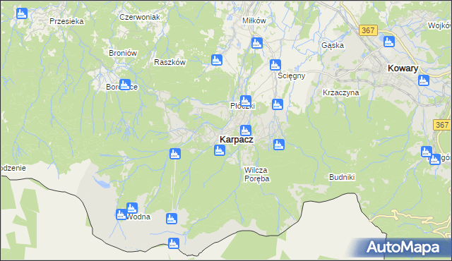 mapa Karpacz, Karpacz na mapie Targeo