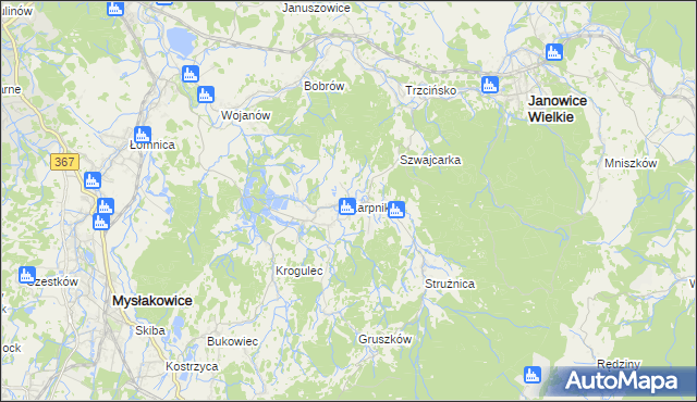 mapa Karpniki gmina Mysłakowice, Karpniki gmina Mysłakowice na mapie Targeo