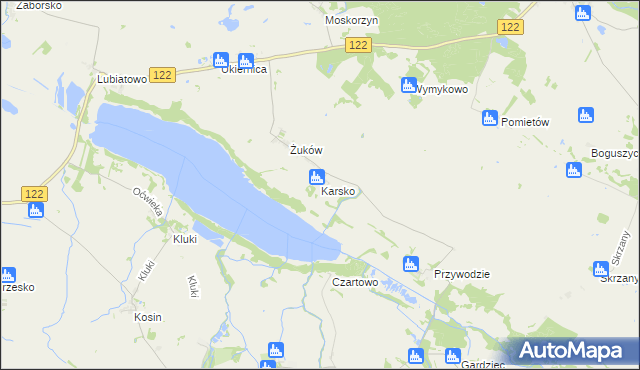 mapa Karsko gmina Przelewice, Karsko gmina Przelewice na mapie Targeo