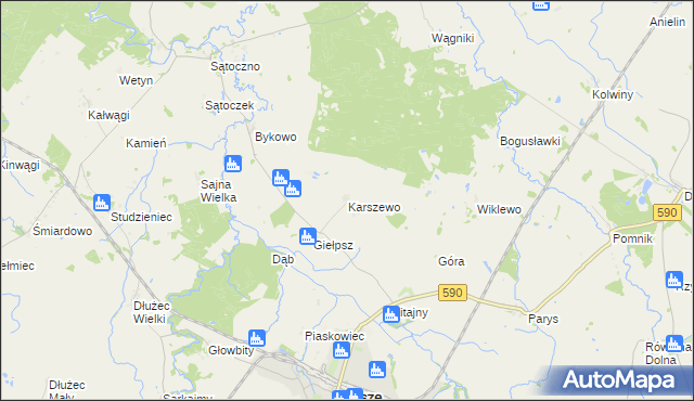 mapa Karszewo gmina Korsze, Karszewo gmina Korsze na mapie Targeo