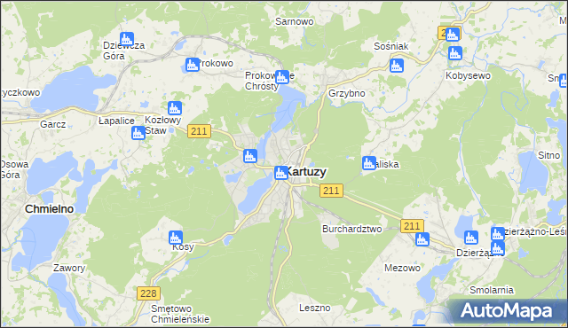 mapa Kartuzy, Kartuzy na mapie Targeo