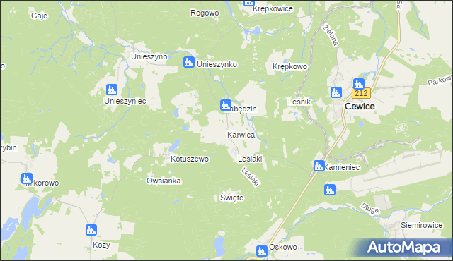 mapa Karwica gmina Cewice, Karwica gmina Cewice na mapie Targeo
