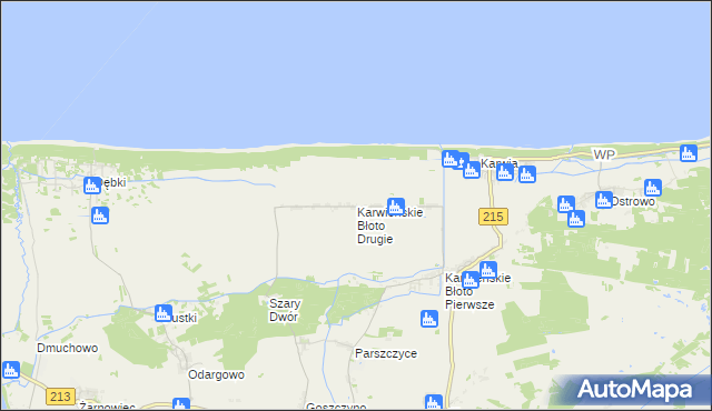 mapa Karwieńskie Błoto Drugie, Karwieńskie Błoto Drugie na mapie Targeo