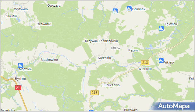 mapa Karzcino, Karzcino na mapie Targeo